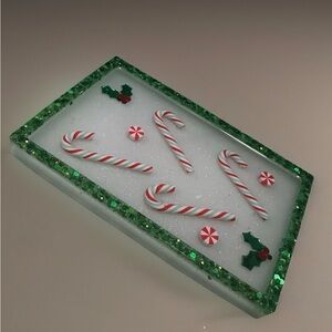 Festive Candy Cane Resin Tray